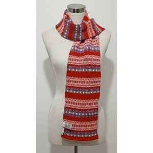 Gap womens red pink fairisle holiday winter scarf long